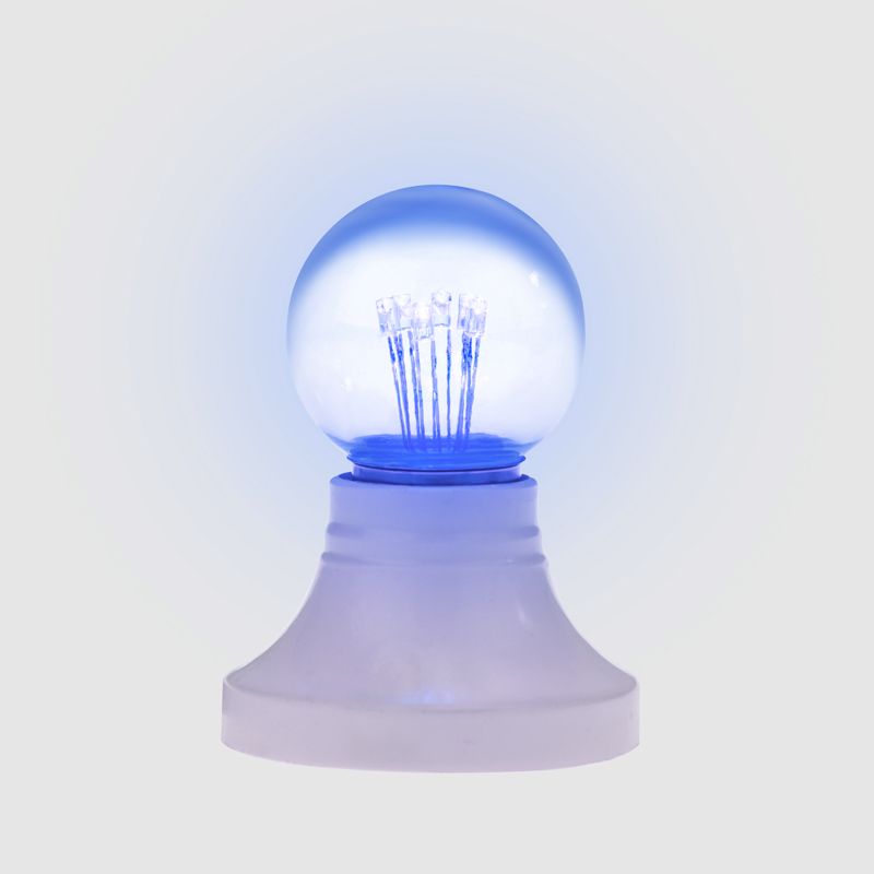 Лампа шар Е27 6 LED Ø45мм - синяя, прозрачная колба, эффект лампы накаливания