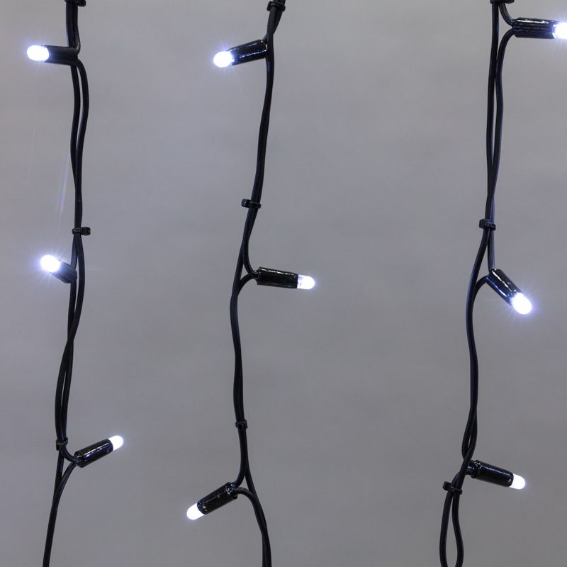 Гирлянда светодиодная Бахрома (Айсикл), 3,2х0,9м, 120 LED БЕЛЫЙ, черный КАУЧУК 3,3мм, IP67, постоянное свечение, 230В NEON-NIGHT (шнур питания в комплекте)