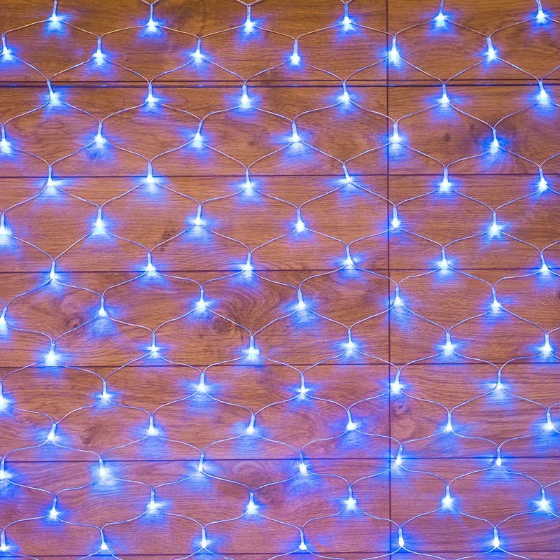 Гирлянда сеть 1,8х1,5м, прозрачный ПВХ, 180 LED, Синий