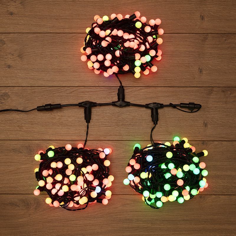 Гирлянда LED ClipLight - МУЛЬТИШАРИКИ 24V, 3 нити по 20 м, медленная смена цвета, цвет диодов RGB