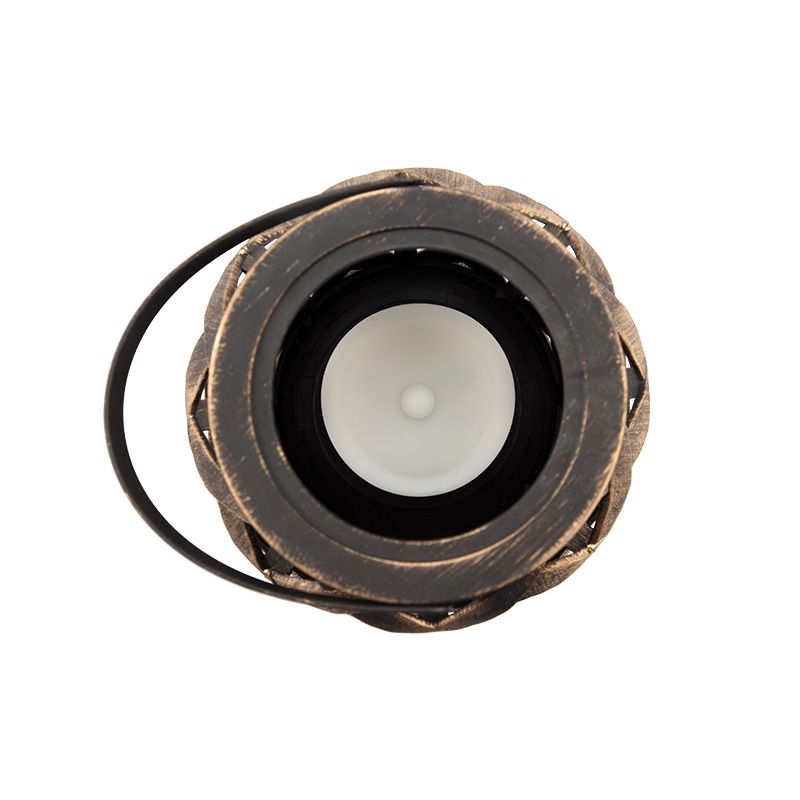 Декоративный фонарь со свечкой, плетеный корпус, бронза, размер 14х14х16,5 см, цвет теплый белый