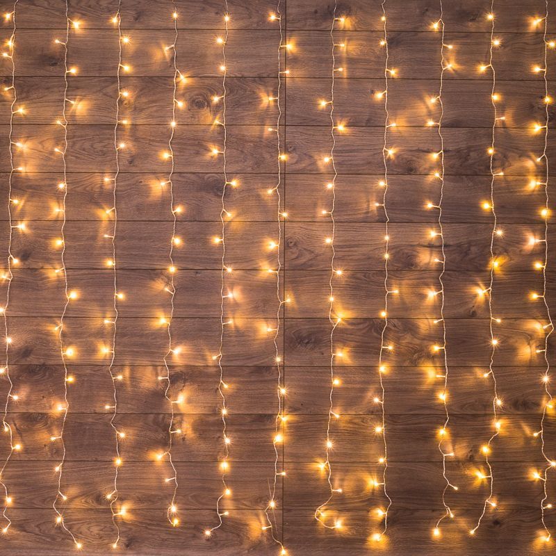 Гирлянда Светодиодный Дождь 2x3 м, свечение с динамикой, прозрачный провод, 230 В, цвет Теплый Белый