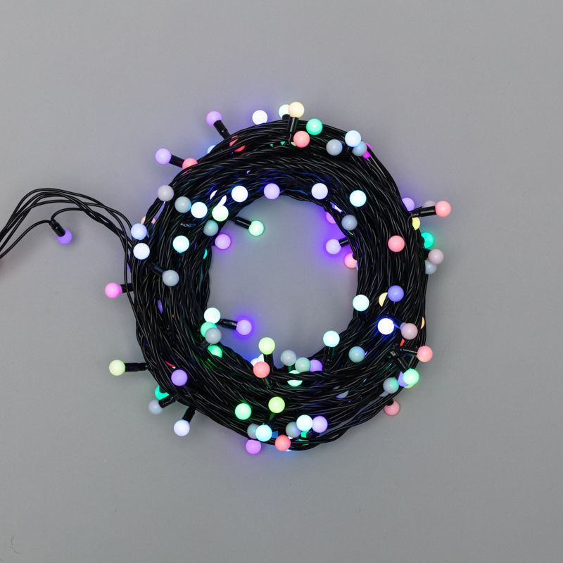 Гирлянда Мультишарики Ø13мм, 20 м, 200 LED RGB, черный ПВХ, IP65, быстрая смена цвета, 230В соединяется NEON-NIGHT (нужен шнур питания 303-500)
