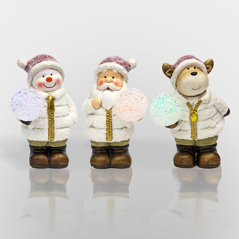 Керамическая фигурка Дед Мороз, Снеговик и Олененок 10x9x13 см (упаковка 3 шт.)