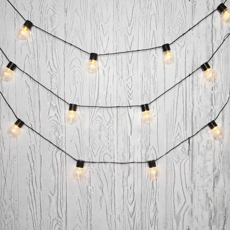 Лофт-гирлянда светодиодная 5 м, черный ПВХ, 20 LED, теплое белое свечение NEON-NIGHT