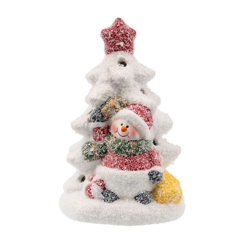 Керамическая фигурка Елочка со снеговиком 7,8х6,9х12,1 см