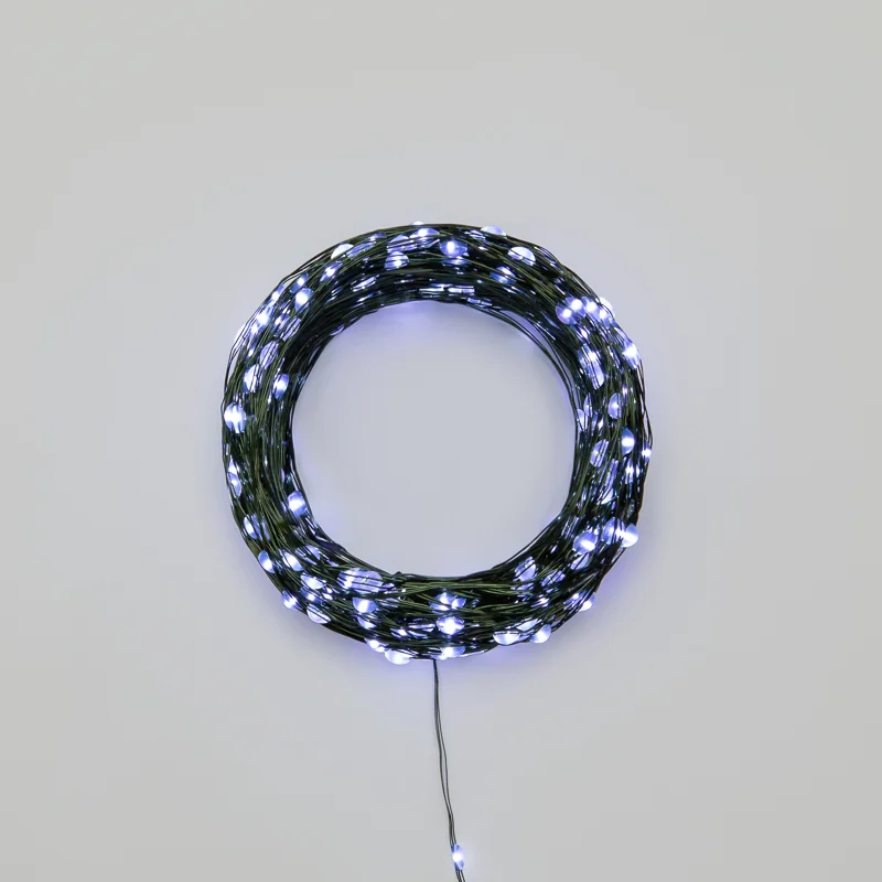 Гирлянда светодиодная Роса с контроллером 50м, 500LED, БЕЛЫЙ, IP20, 230В, зеленый провод NEON-NIGHT