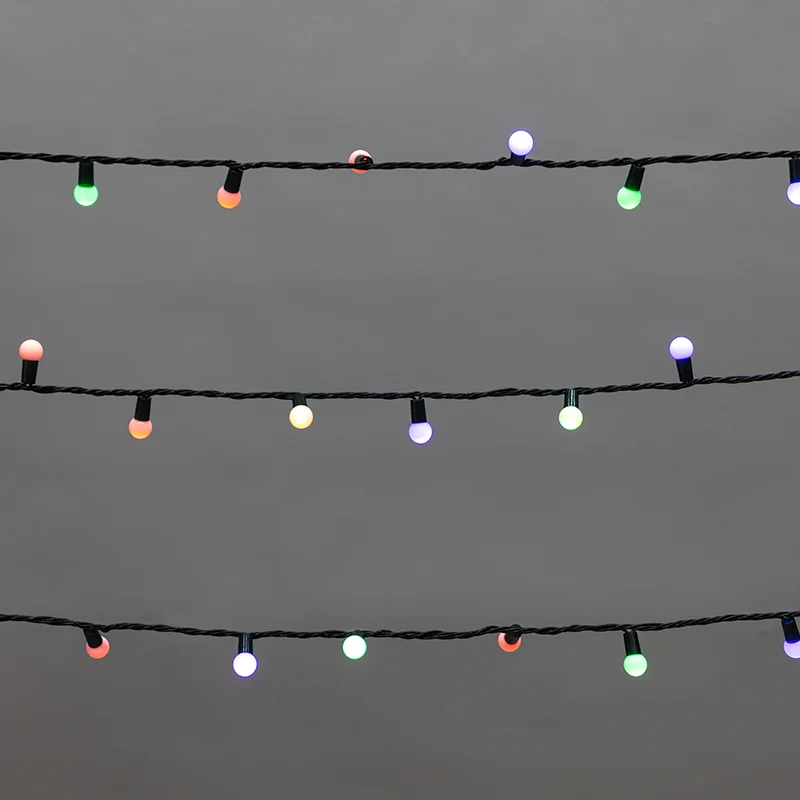 Гирлянда Мультишарики 20м, 200LED, диаметр 15мм, IP44, зеленый провод, свечение мульти (RG/RB), мигание, 230В NEON-NIGHT