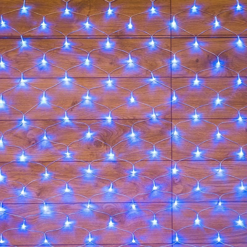 Гирлянда Сеть 1,5х1,5м, прозрачный ПВХ, 150 LED Синий