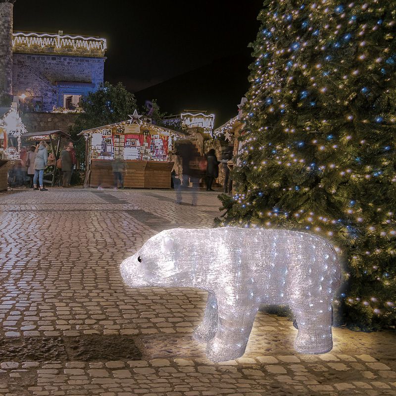 Акриловая светодиодная фигура Полярный медведь 112х58 см, 400 светодиодов, понижающий трансформатор в комплекте