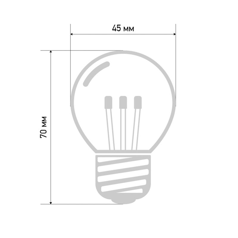 Лампа шар Е27 6 LED Ø45мм - белая, прозрачная колба, эффект лампы накаливания