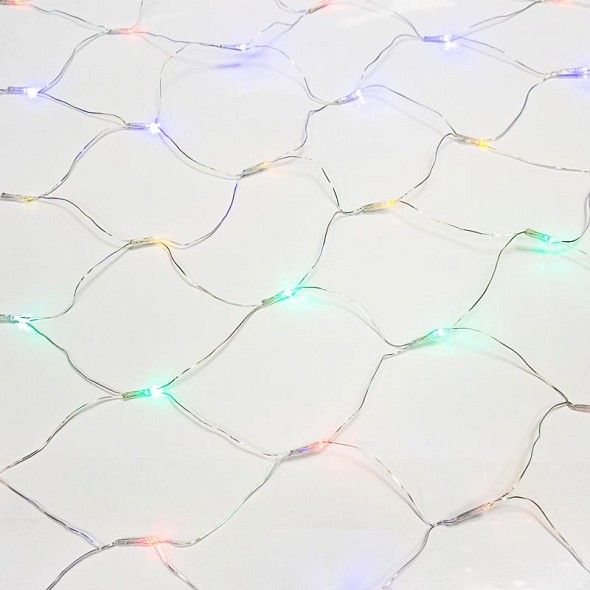 Гирлянда Сеть 1х1,5м, прозрачный ПВХ, 96 LED Мультиколор