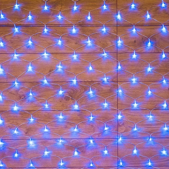 Гирлянда сеть 1,8х1,5м, прозрачный ПВХ, 180 LED, Синий