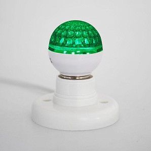 Лампа светодиодная, диаметр 50мм, Е27, 10 LED, 1Вт, ЗЕЛЕНЫЙ, прозрачная колба, 24В, постоянное напряжение NEON-NIGHT