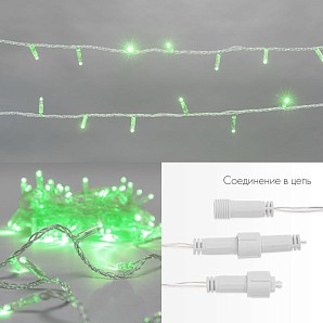 Гирлянда светодиодная Нить 10м 100 LED ЗЕЛЕНЫЙ прозрачный ПВХ IP65 эффект мерцания 230В соединяется нужен блок 303-500-1 NEON-NIGHT