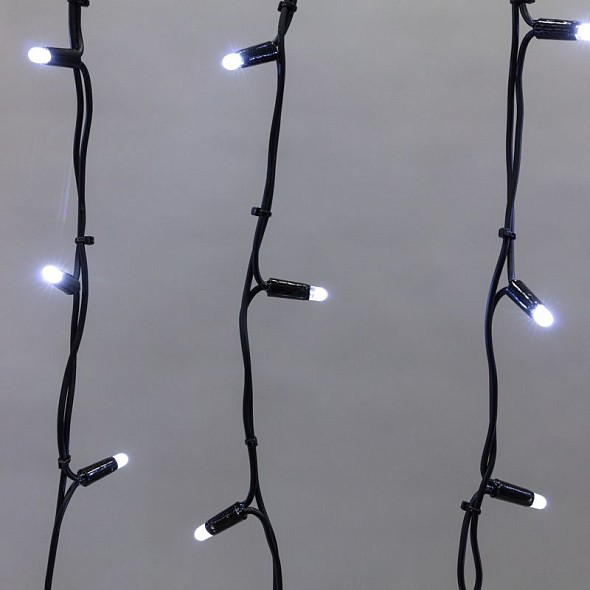 Гирлянда светодиодная Бахрома (Айсикл) 3,2х0,9м 120 LED БЕЛЫЙ черный каучук 3,3мм IP67 постоянное свечение 230В блок в комплекте NEON-NIGHT