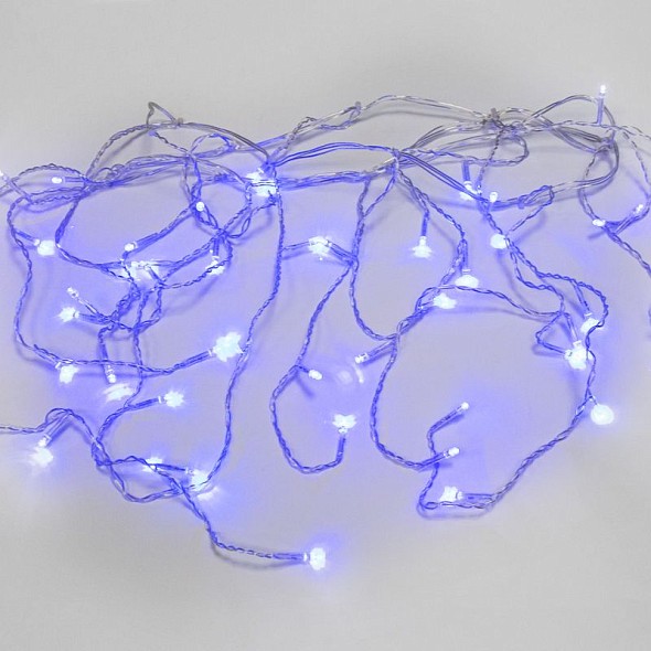 Гирлянда Бахрома (Айсикл), 1,8х0,5м, 48 LED СИНИЕ, прозрачный ПВХ, IP20, свечение с динамикой, 230В, не соединяется