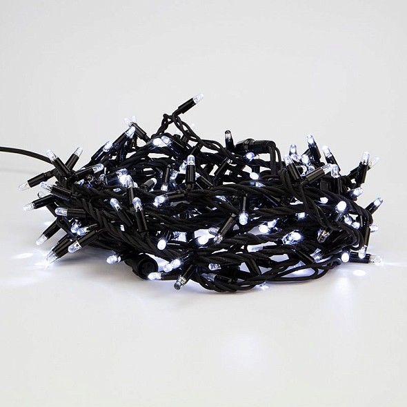 Гирлянда светодиодная Кластер 10м 200 LED БЕЛЫЙ черный каучук IP67 постоянное свечение 230В нужен блок 315-000 NEON-NIGHT