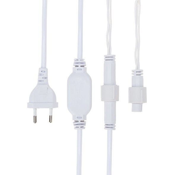 Гирлянда светодиодная Бахрома (Айсикл) 1,8х0,5м 48 LED БЕЛЫЙ белый ПВХ IP65 постоянное свечение 230В блок в комплекте NEON-NIGHT