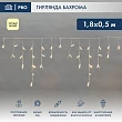 Гирлянда светодиодная Бахрома (Айсикл) 1,8х0,5м 48 LED ТЕПЛЫЙ БЕЛЫЙ белый ПВХ IP65 постоянное свечение 230В блок в комплекте NEON-NIGHT
