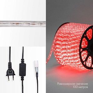 Дюралайт LED двухжильный 230В 13мм 30 LED/м КРАСНЫЙ постоянное свечение модуль 1м бухта 100м NEON-NIGHT
