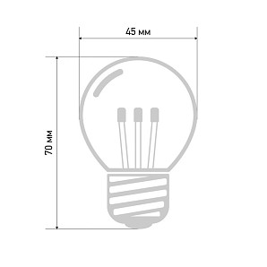 Лампа шар Е27 6 LED Ø45мм - желтая, прозрачная колба, эффект лампы накаливания