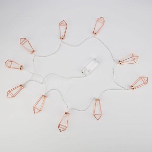 Гирлянда светодиодная Кристаллы бронзовые 10 LED, 1,5 м, прозрачный ПВХ, теплый белый свет свечения, 2 х АА (батарейки не в комплекте) NEON-NIGHT