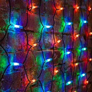Гирлянда светодиодная Сеть 2x3м 432 LED МУЛЬТИ черный каучук IP67 постоянное свечение 230В блок в комплекте NEON-NIGHT