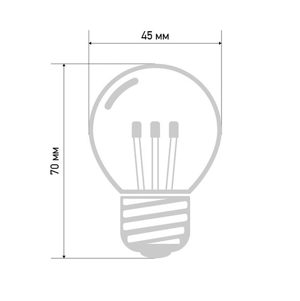 Лампа шар Е27 6 LED Ø45мм - синяя, прозрачная колба, эффект лампы накаливания