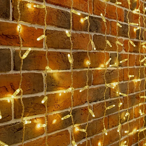 Гирлянда светодиодная Занавес 2х6м 768 LED ТЕПЛЫЙ БЕЛЫЙ прозрачный ПВХ IP65 эффект мерцания 230В нужен блок 303-500-1 NEON-NIGHT