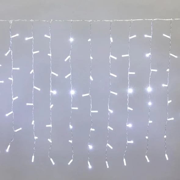 Гирлянда светодиодная Занавес 2x0,8м 160 LED БЕЛЫЙ прозрачный ПВХ IP65 постоянное свечение 230В нужен блок 303-500-1 NEON-NIGHT