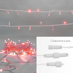 Гирлянда светодиодная Нить 10м 100 LED КРАСНЫЙ прозрачный ПВХ IP65 эффект мерцания 24В соединяется NEON-NIGHT нужен трансформатор 531-100/531-311/531-312