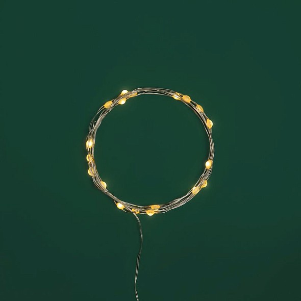 Гирлянда светодиодная Роса с крупными каплями 2м, 20LED, ТЕПЛЫЙ БЕЛЫЙ, IP20, 2хCR2032 в комплекте NEON-NIGHT