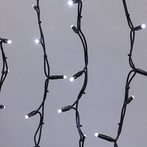 Гирлянда светодиодная Занавес 2х3м 760 LED БЕЛЫЙ черный КАУЧУК IP67 постоянное свечение 230В блок в комплекте NEON-NIGHT