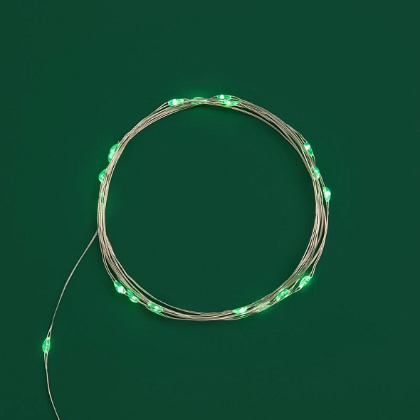 Гирлянда светодиодная Роса 2м, 20LED, ЗЕЛЕНЫЙ, IP20, 2хCR2032 в комплекте NEON-NIGHT