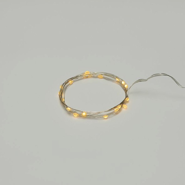 Гирлянда светодиодная Роса с крупными каплями 2м, 20LED, ТЕПЛЫЙ БЕЛЫЙ, IP20, 2хCR2032 в комплекте NEON-NIGHT