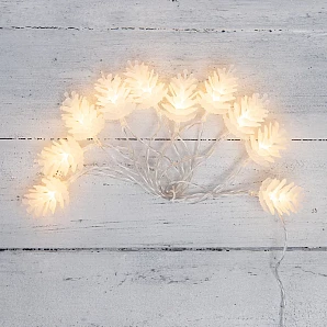 Гирлянда светодиодная Шишки 1,5 м, 10 LED, прозрачный ПВХ, цвет свечения теплый белый, 2 х АА (батарейки не в комплекте) NEON-NIGHT