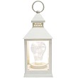 Декоративный фонарь с лампочкой, белый корпус, размер 10,5х10,5х24 см, цвет ТЕПЛЫЙ БЕЛЫЙ