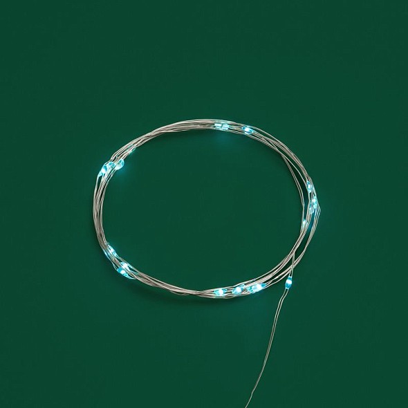 Гирлянда светодиодная Роса 2м, 20LED, БИРЮЗОВЫЙ, IP20, тонкий батарейный блок, 2хCR2032 в комплекте NEON-NIGHT