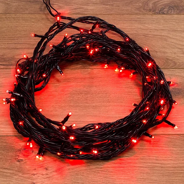 Гирлянда Нить управляемая 10м 100 LED РОЗОВЫЙ черный ПВХ IP65 свечение с динамикой 230В NEON-NIGHT