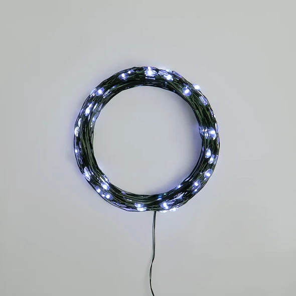 Гирлянда светодиодная Роса с контроллером 20м, 200LED, БЕЛЫЙ, IP20, 230В, зеленый провод NEON-NIGHT