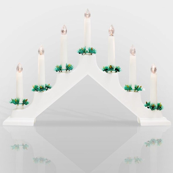 Новогодняя горка 7 свечек, цвет корпуса: Белый, цвет свечения: ТЕПЛЫЙ БЕЛЫЙ