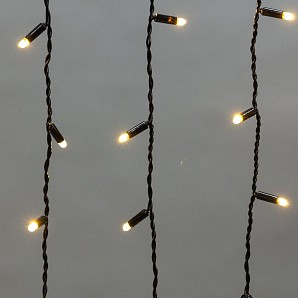 Гирлянда светодиодная Бахрома (Айсикл) 4,8х0,6м 176 LED ТЕПЛЫЙ БЕЛЫЙ черный ПВХ IP65 эффект мерцания 230В нужен блок питания 303-500 NEON-NIGHT
