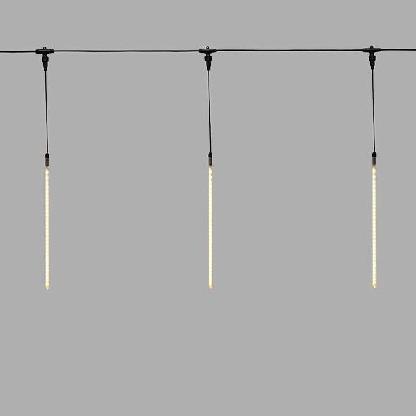 Гирлянда Тающие сосульки комплект 10 шт. х 50см, шаг 100см, 600 LED ТЕПЛЫЙ БЕЛЫЙ, черный каучук, IP67, 24В, соединяется NEON-NIGHT