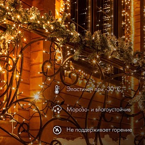 Гирлянда светодиодная Нить 10м 100 LED КРАСНЫЙ прозрачный ПВХ IP65 эффект мерцания 24В соединяется NEON-NIGHT нужен трансформатор 531-100/531-311/531-312