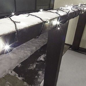 Гирлянда Нить управляемая 20м 200 LED ТЕПЛЫЙ БЕЛЫЙ черный ПВХ IP65 свечение с динамикой 230В нужен контроллер 217-204 NEON-NIGHT