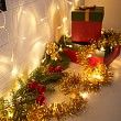 Гирлянда светодиодная Мишура золотая 10 LED, 1,5 м, прозрачный ПВХ, теплое белое свечение, 2 х АА (батарейки не в комплекте) NEON-NIGHT