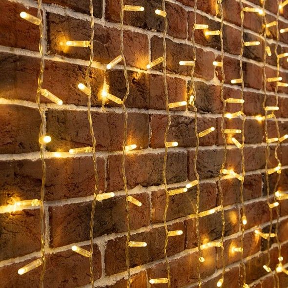 Гирлянда светодиодная Занавес 2х3м 760 LED ЗОЛОТОЙ прозрачный ПВХ IP65 постоянное свечение 230В блок в комплекте NEON-NIGHT