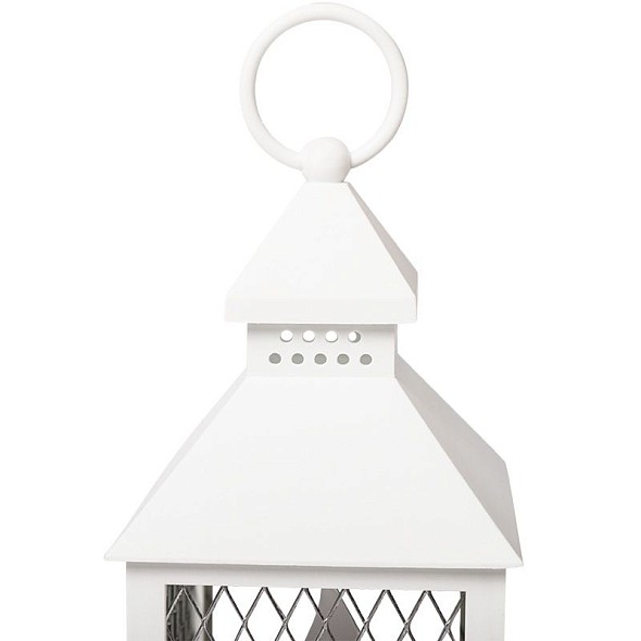 Декоративный фонарь со свечкой, белый корпус, размер 10,5х10,5х24 см, цвет ТЕПЛЫЙ БЕЛЫЙ