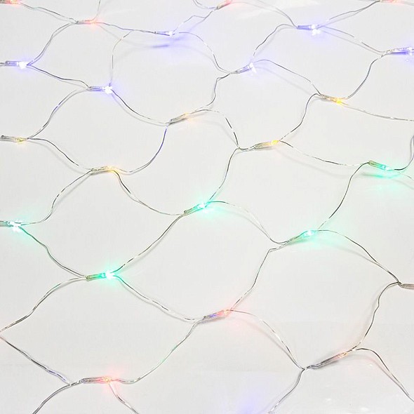 Гирлянда Сеть 1,5х1,5м, прозрачный ПВХ, 150 LED Мультиколор